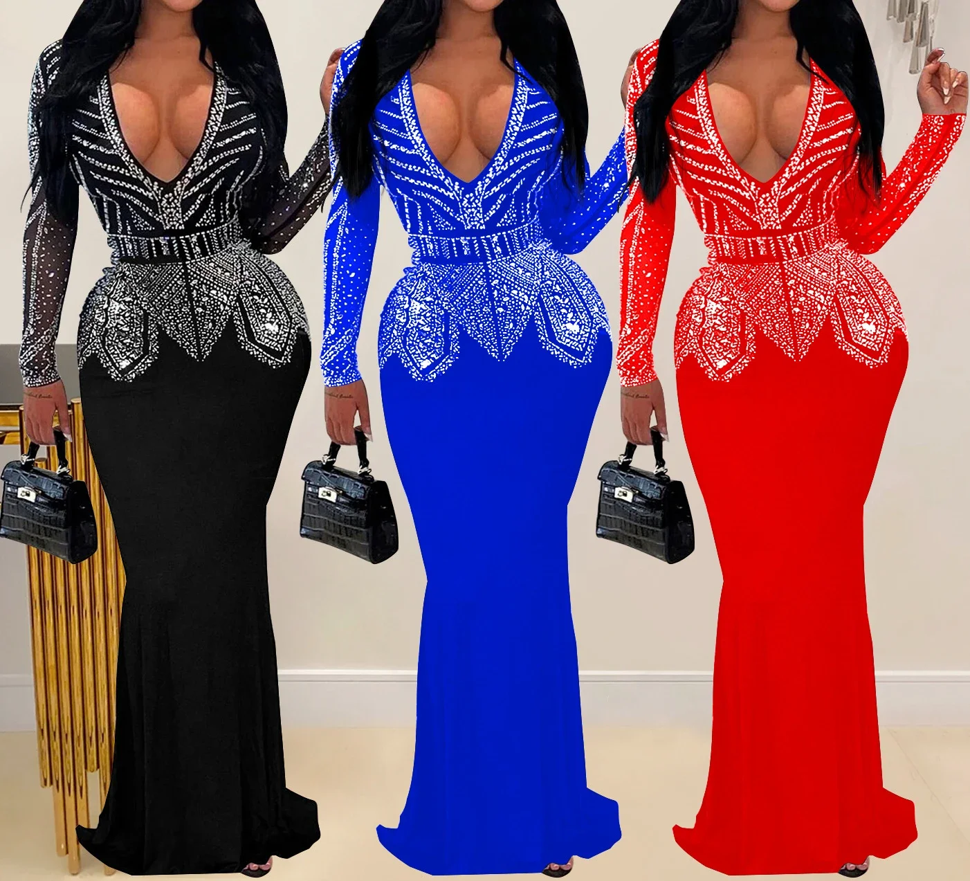 

Womens V-neck Dresses Formal Occasions Criss-Cross Rhinestone Elegant Party Dresses Woman Cocktail Prom Evening Dresses HX586