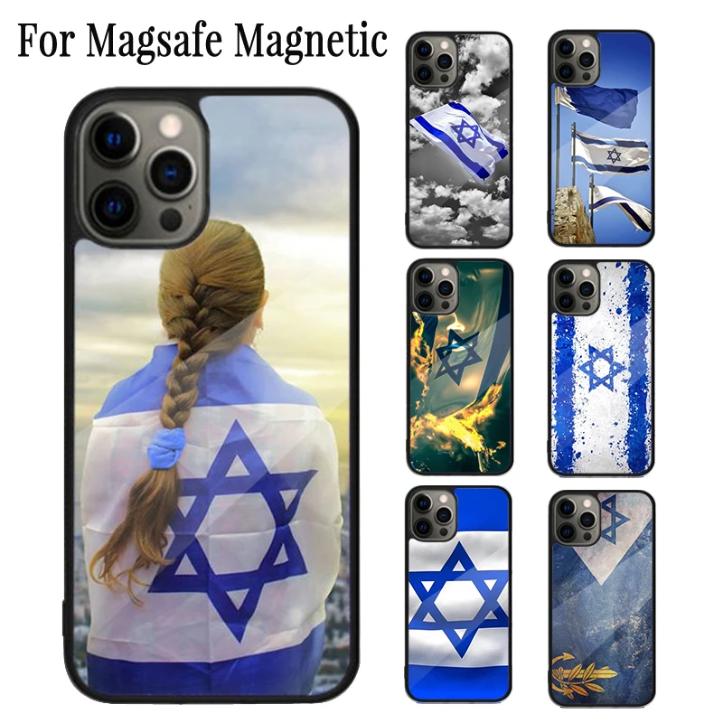 I-Israel National Country Flag Magnetic Phone Case Coque For iPhone 16 15 14 Plus 13 12 11 Pro Max Magsafe Wireless Cover