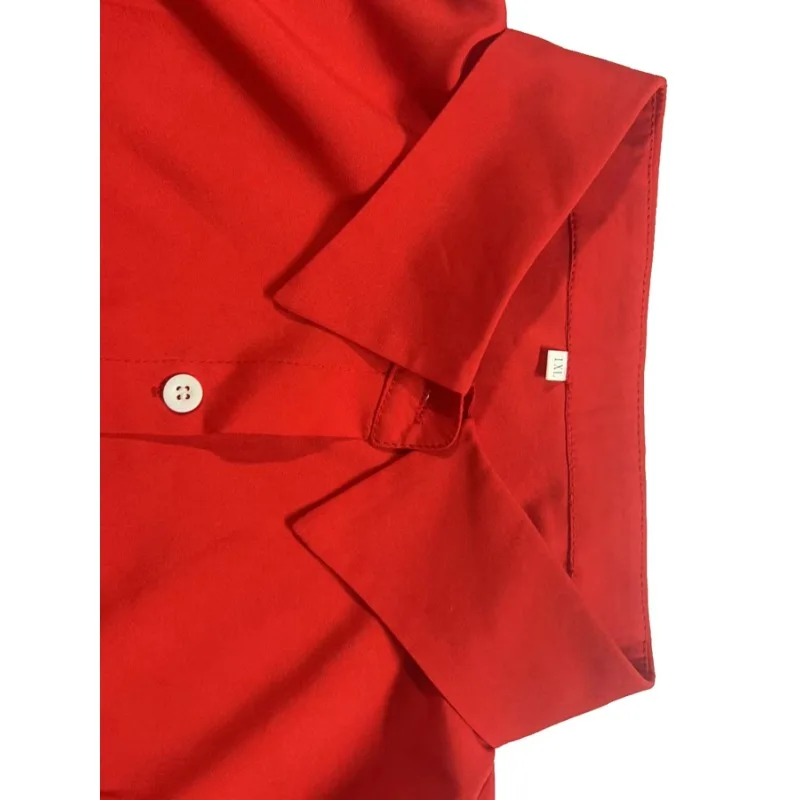 حجم كبير المرأة 1XL-5XL المرأة الخريف موضة بلون واحدة الصدر التلبيب سبليت قميص بأكمام طويلة