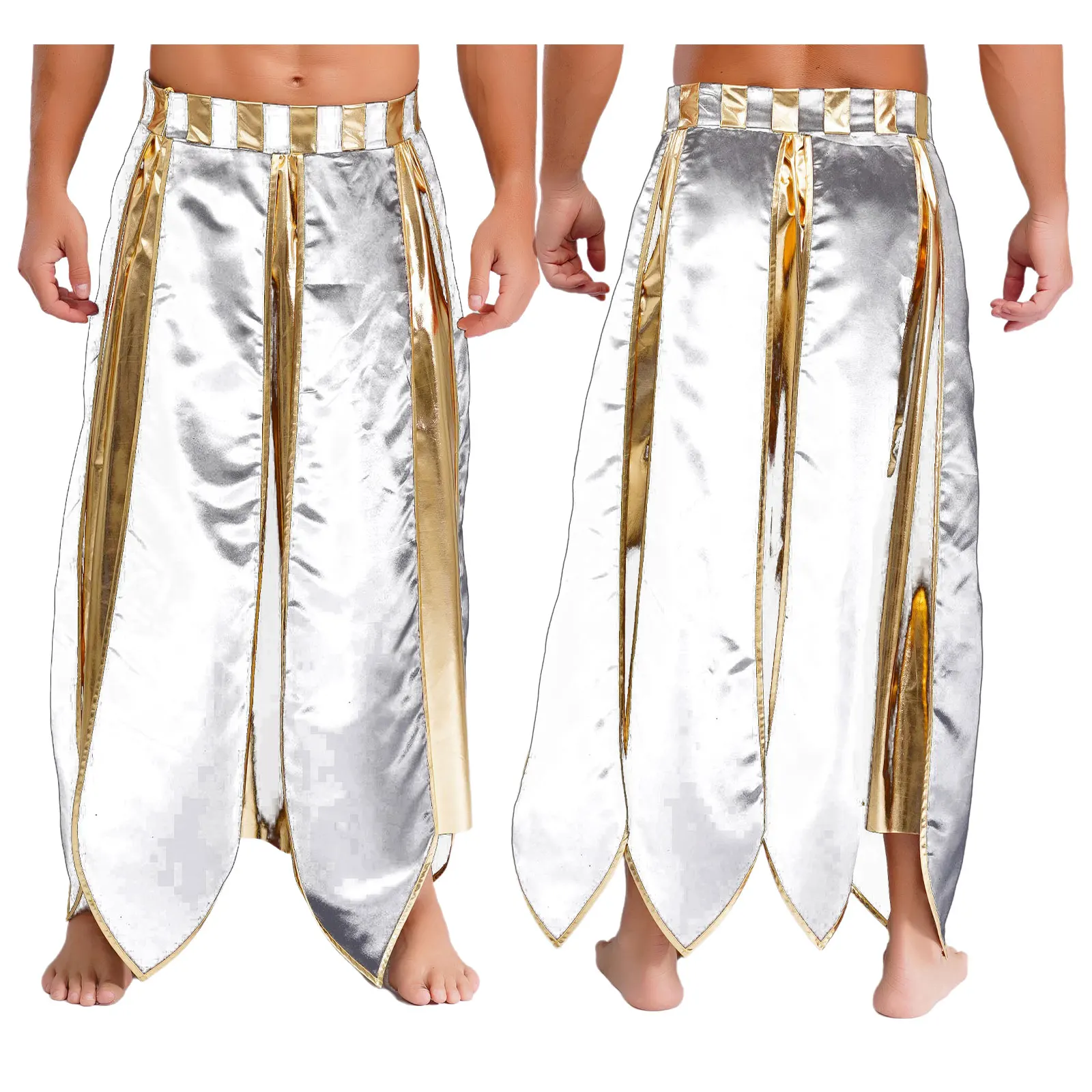 Men Medieval Classic Vintage Belt Skirt Shiny Metallic Color Contrast Belt Skirt Ancient Egyptian Pharaoh Cosplay Costume view 6