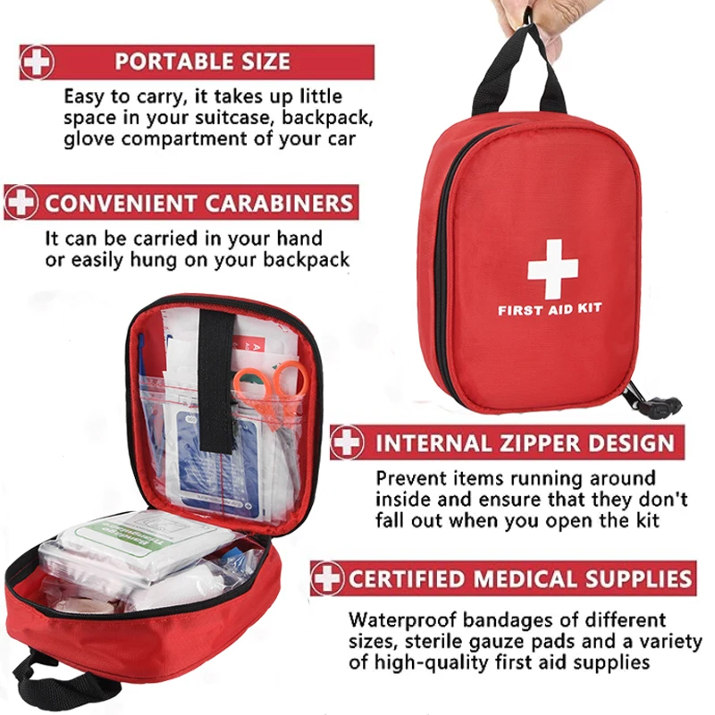 

Portable Travel Home First Aid Kit Bag Pouch Outdoor Camping Medicine Emergency Survival Kit Layered Storage Medical Supplies