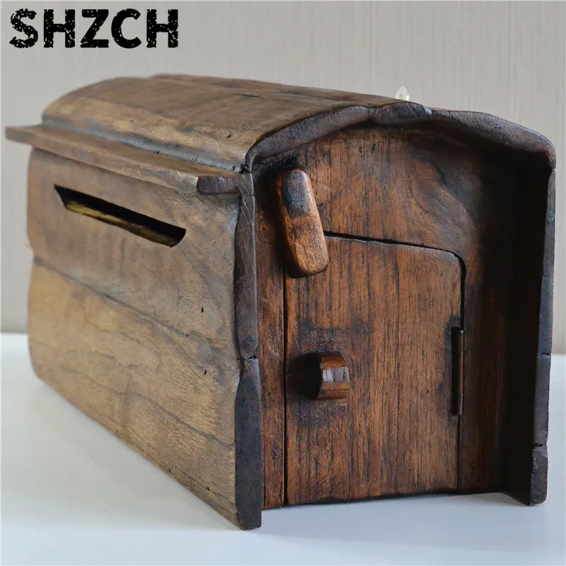 Vintage Wooden Mailbox for Outdoor Wall, Rustic Garden Mailbox, Weatherproof Letterbox, European Style House Sign