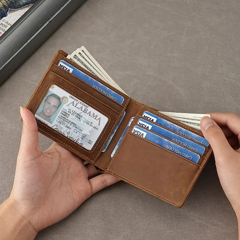 

Ретро Crazy Horse RFID мужской кошелек из натуральной кожи с несколькими слотами для карт держатель для карт портмоне мужские кошельки