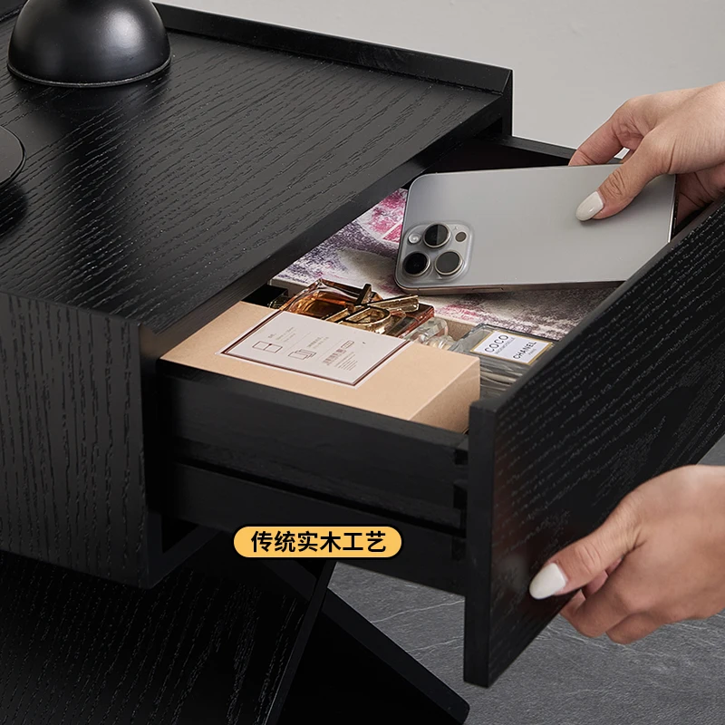 

Italian solid wood bedside table, simple storage cabinet, small apartment, senior bedroom, bedside table, household design locke