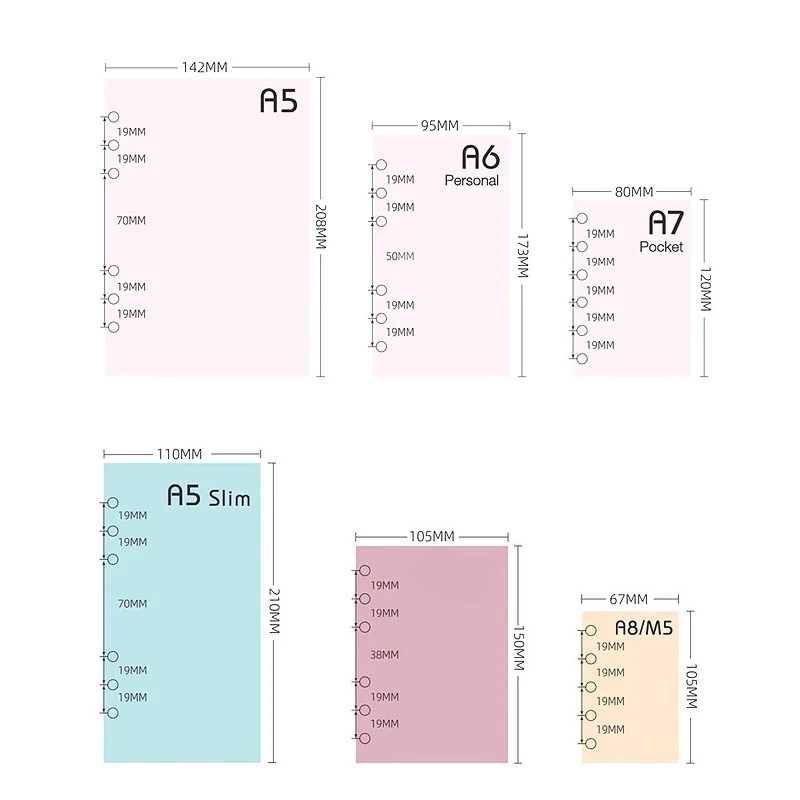Fromthenon Loose Leaf  A6 A7 M5 Notebook Journal Planner Minimalist 8 Grid Weekly Planner Refill Office Stationery Supplies