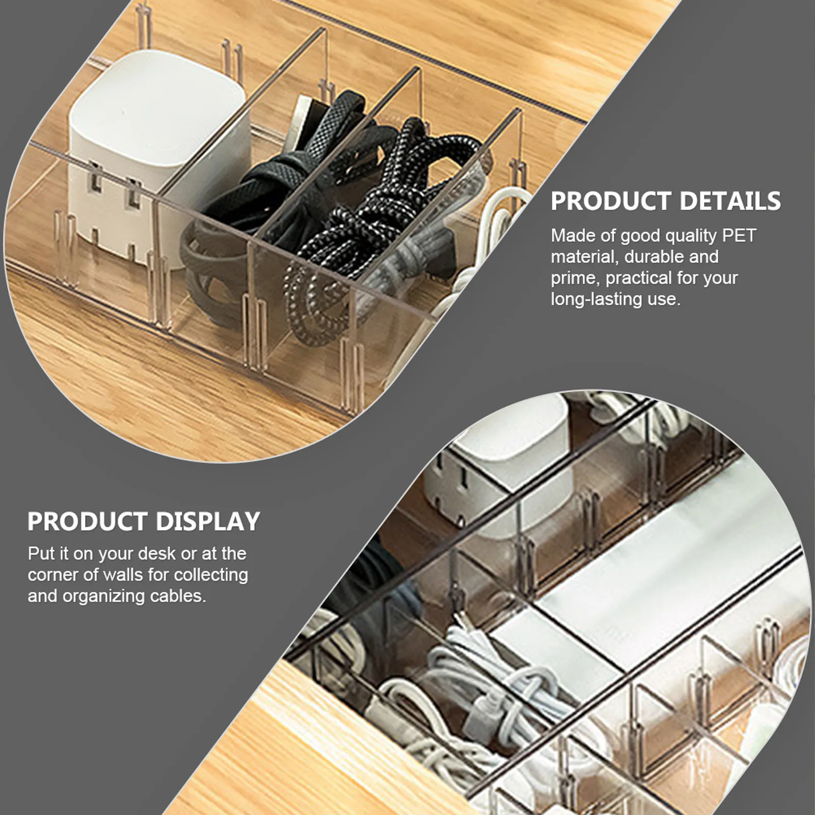 Data Cable Organizer Box with Dividers
