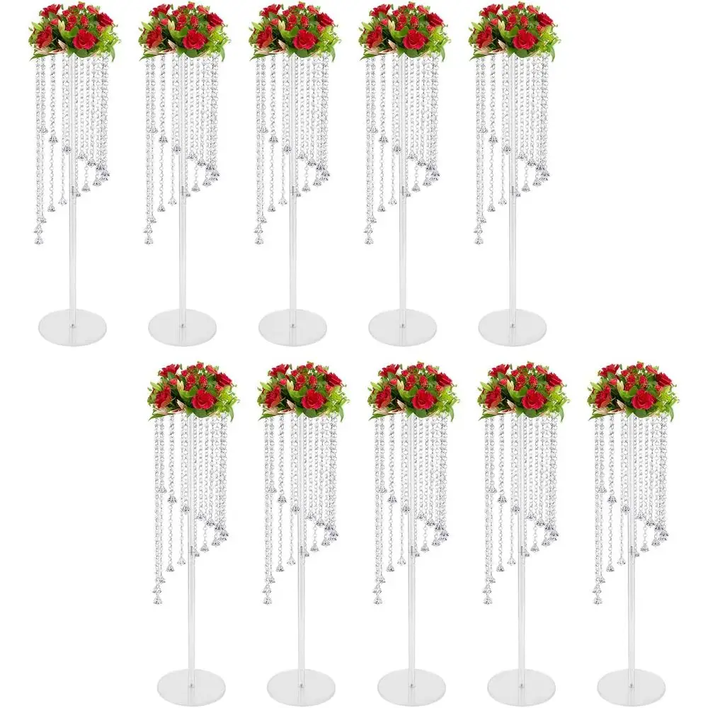 

10-Piece Acrylic Lower Vases for Wedding Centerpieces, Crystal Stands, 31.5 Table Decorations