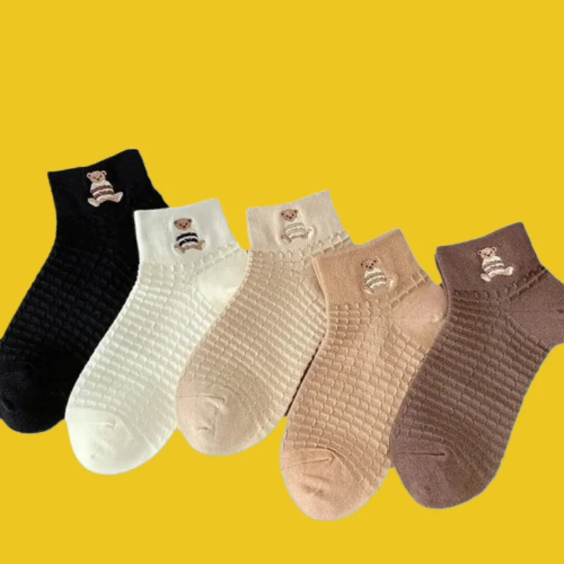 3/6 Pairs Breathable Short Tube Boat Socks Summer Women's Socks Thin No-heel Pure Cotton Deodorant Sweat-absorbent Short Socks