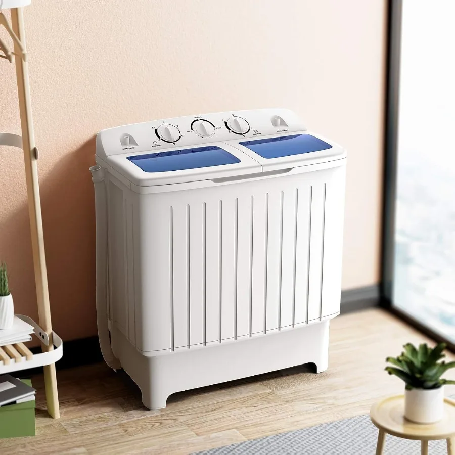 

Compact Twin Tub Mini Washer for Apartment RV Dorms 20lbs Spinner Combo 12lbs 8lbs Spinning Blue White Portable Washing Machine