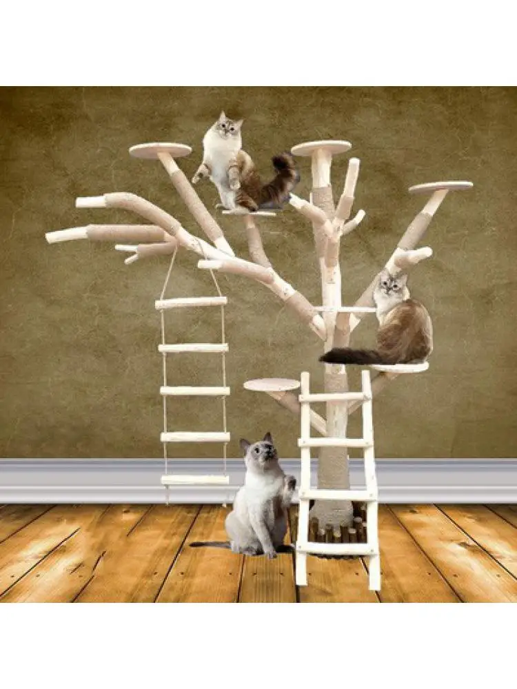 Large Solid Wood Cat Climbing Frame Cat Litter Cat Tree Climbing Cat Toy Log Pet Tree Customization