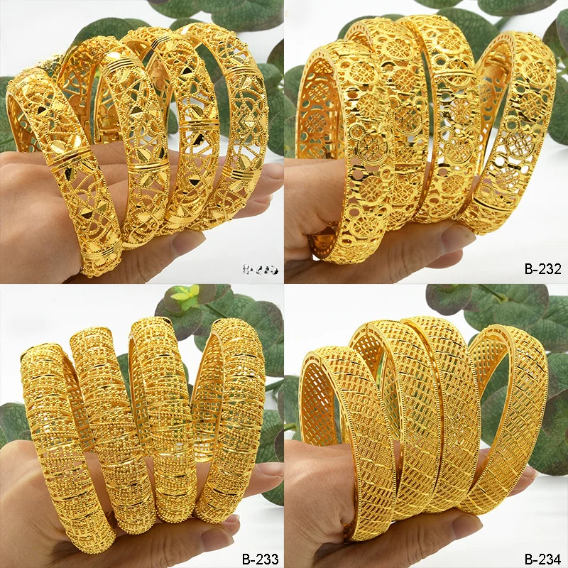 

Glamorous 24K Gold Bangles for a Nigerian Bride's Wedding Jewelry: Reflecting Middle Eastern Style Statement Accessories