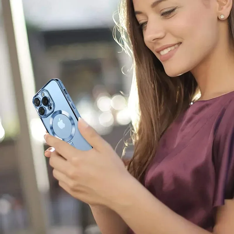 2025 Прозрачный магнитный чехол для iPhone 16, 15, 14, 13, 12, 11 Pro Max Plus, защита объектива для беспроводной зарядки, чехлы