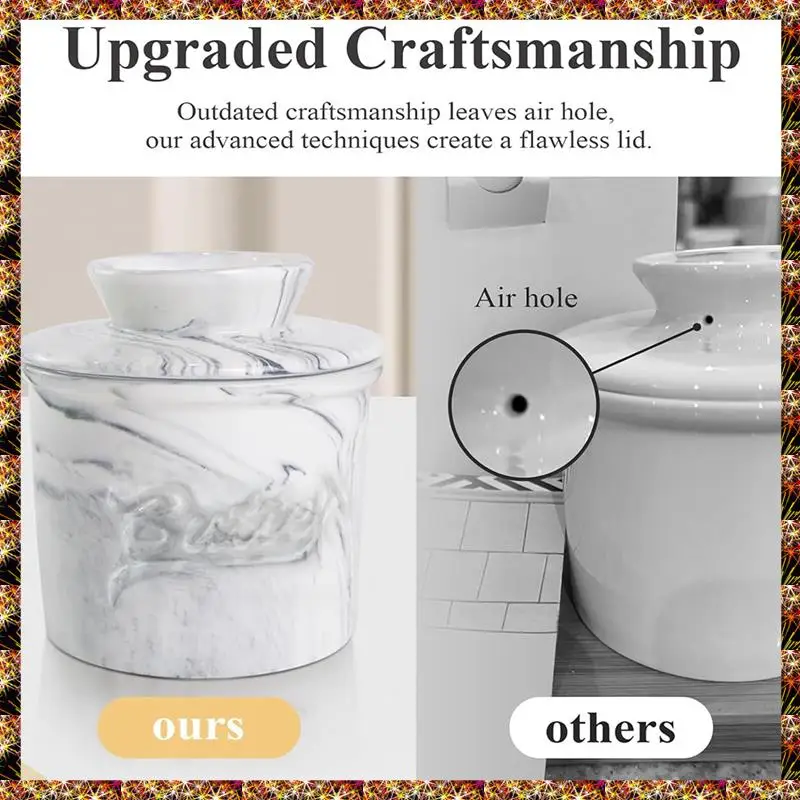BTCL Butter Crock For Counter With Water, Butter Keeper For Spreadable Butter  Butter Dish With Lid For Countertop