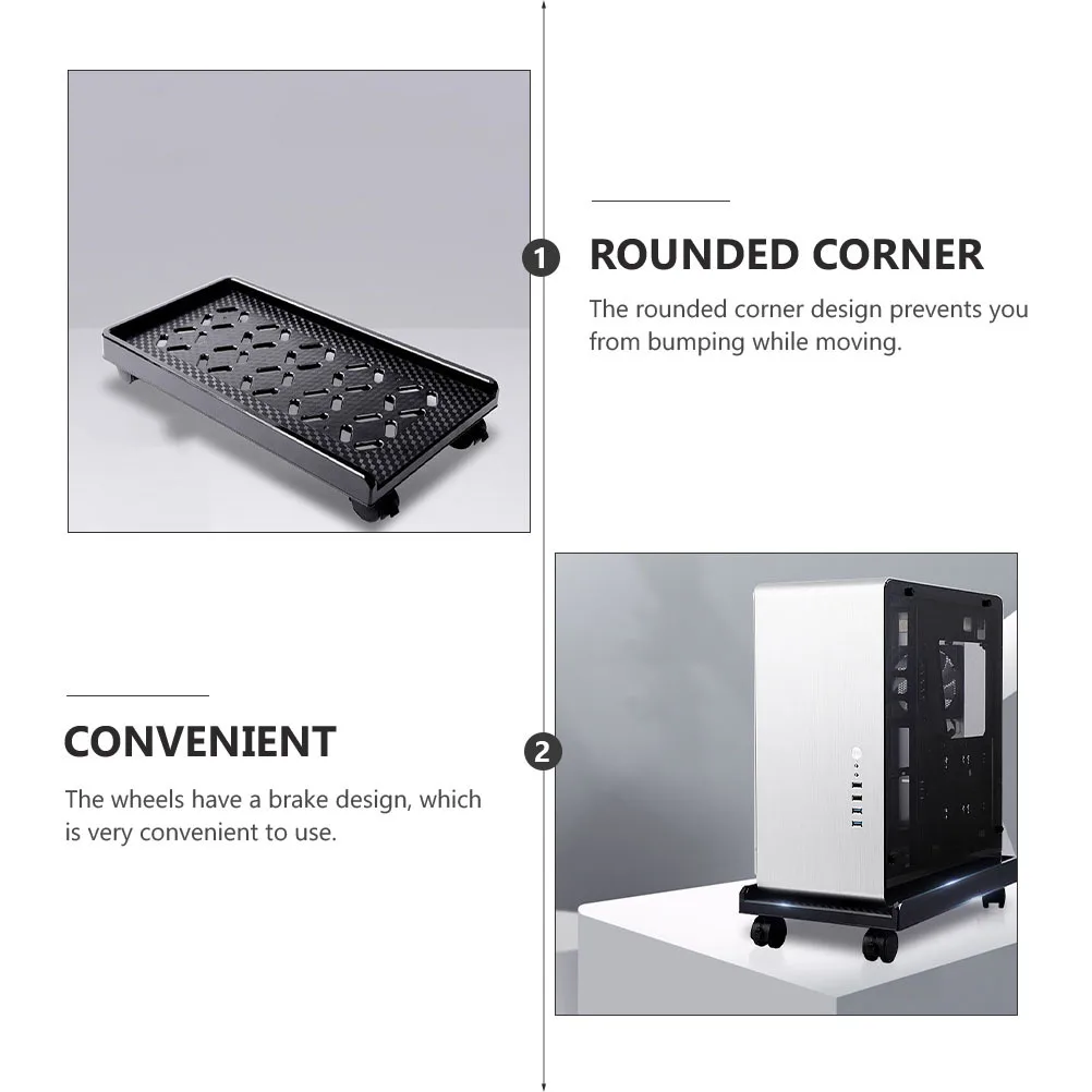 

1Pcs Computer Tower Stand Mobile CPU Stand Plastic Computer Case Holder Stable Host Rack CPU Pulley Bracket with Brake Wheels