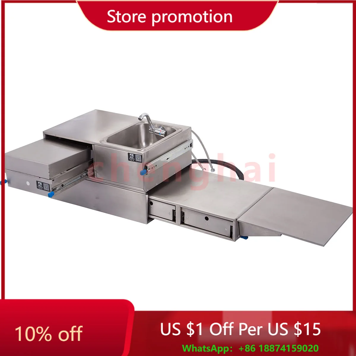 

Прибор для приготовления пищи на открытом воздухе на колесах Встроенная газовая плита и резервуар для воды