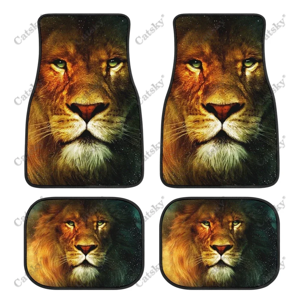 

angry lion Car Floor Mats Full Set 4 Pcs Universal Car Front Rear Floor Carpet Set Heavy-Duty Vehicle Floor Protection Rug