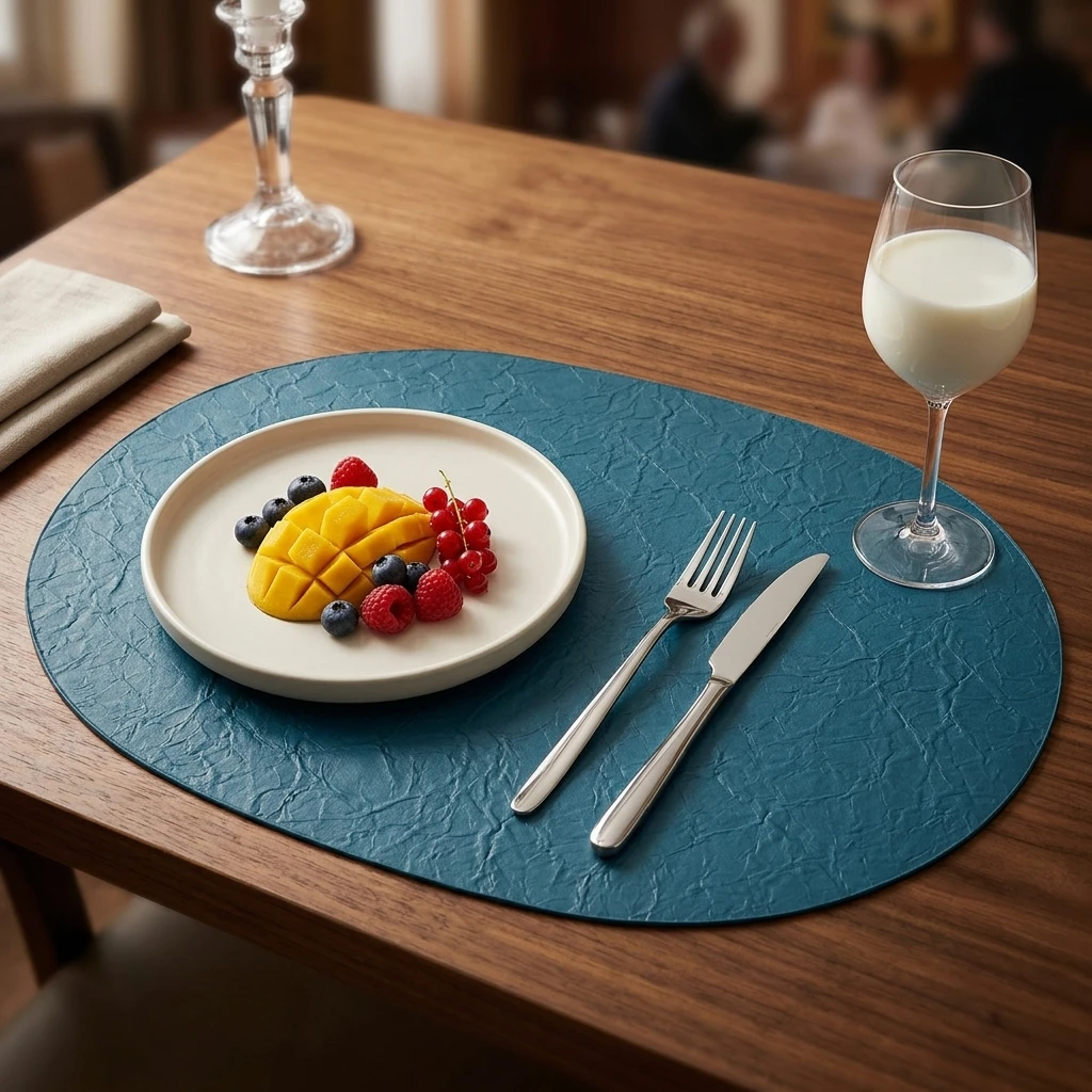 4/8/12pcs Modern Oval Table Placemat with Water Repellent Non Slip Heat Resistant Leather for Household Restaurant Tabletop
