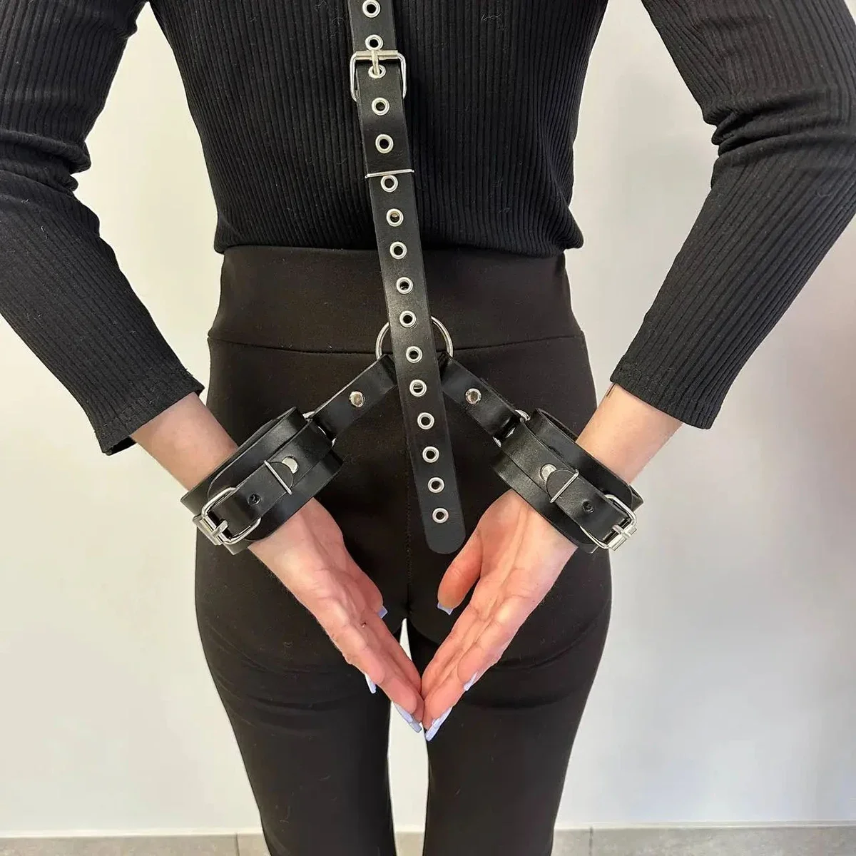 Behind Back SM Collar Body Restraints Handcuff Bondage Harness Belt Master BDSM Erotic Gadgets Sex Toys For Exotic Accessorie