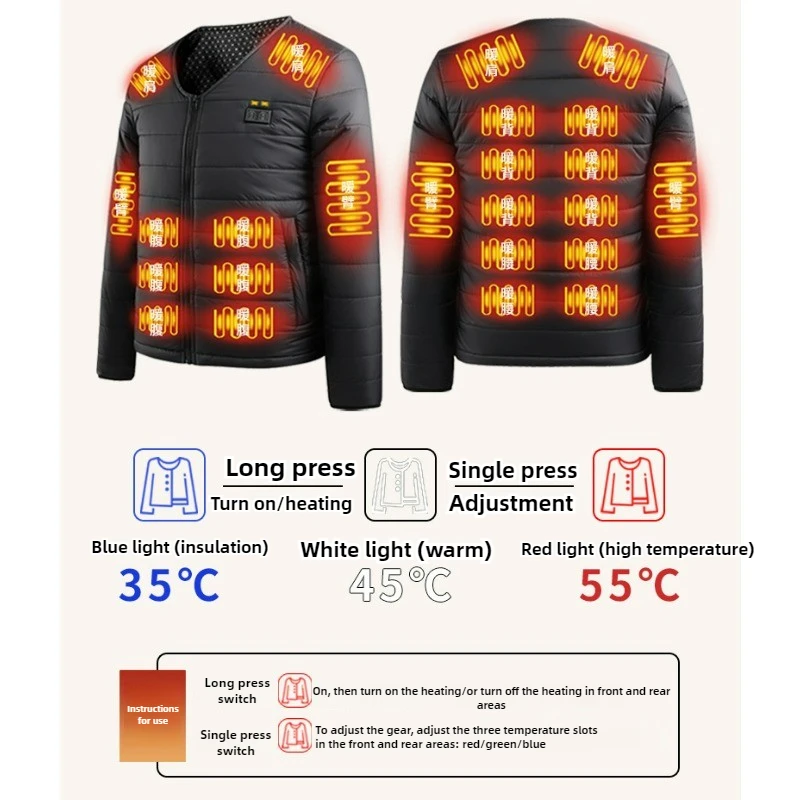 24 Zone Self Heating Vest Men Women USB Smart Electric Functional Heated Sleeveless Jacket Winter Ski Warm Padding Vests Coat