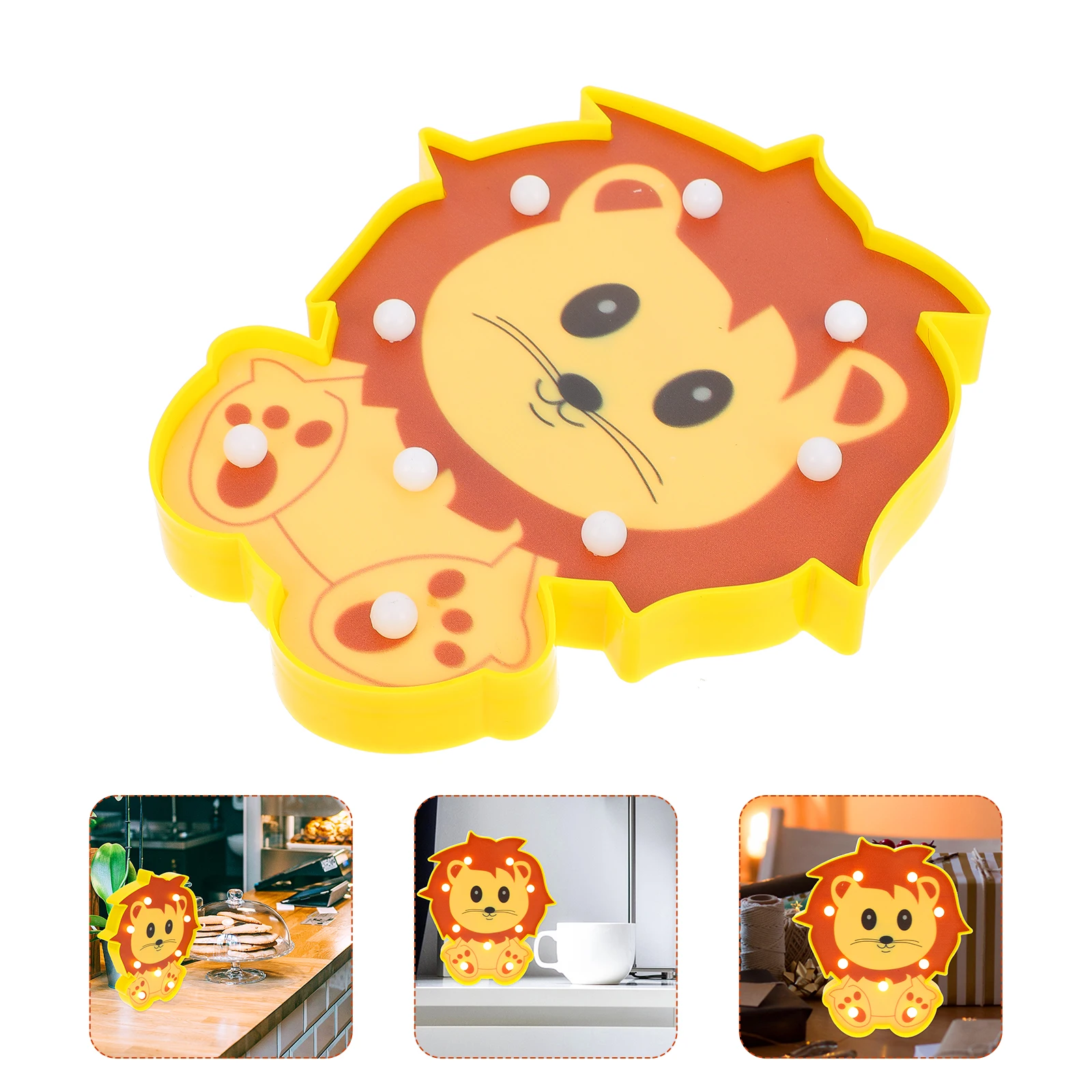Adorable Lion-Shaped Night Lamp Small Plastic LED Light for Bedroom Desktop Decor Gift Lovely Creative Home Decoration