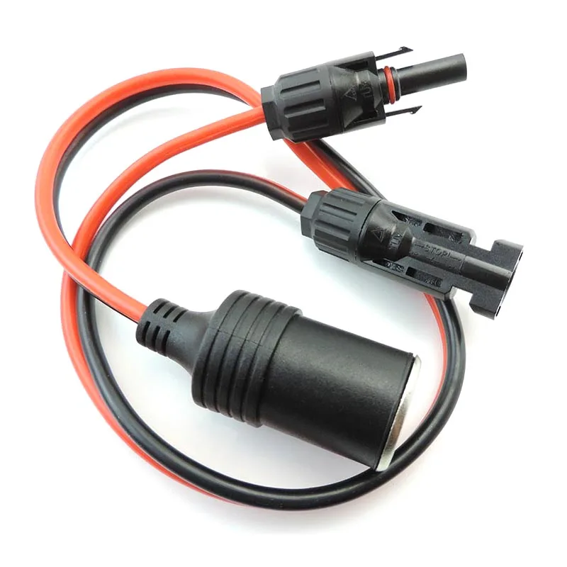 50cm 12AWG Car Cigarette Lighter Female Socket to Solar Panel Plug Connector Cable Power Supply Adapter M20