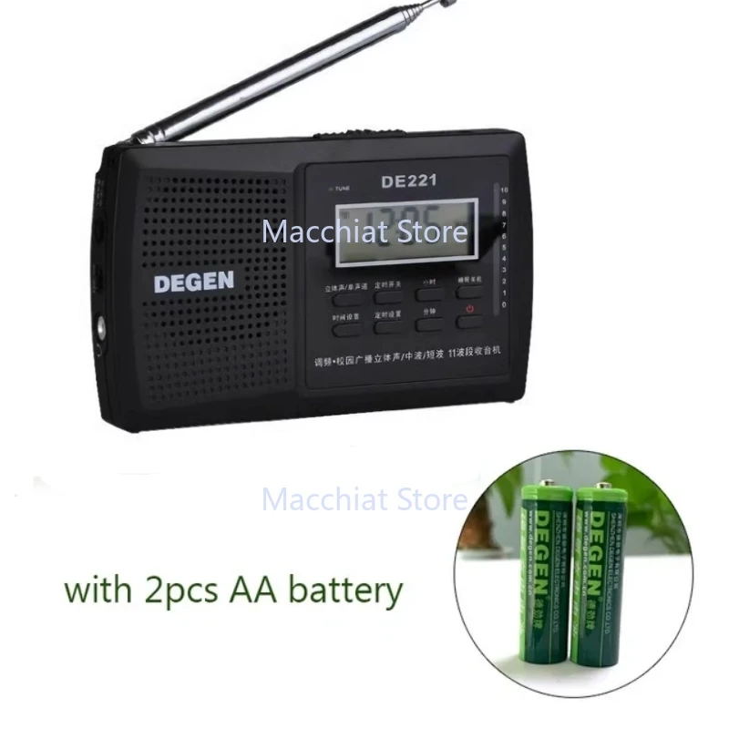 Degen DE221 راديو محمول متعدد الموجات FM1-2 / MW / SW1-8 11 نطاق DSP راديو محمول متعدد الموجات
