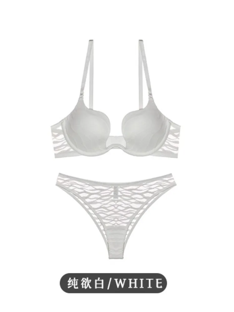 طقم حمالة صدر كلاسيكية على الطراز الفيكتوري الفرنسي، ملابس داخلية عميقة على شكل حرف V للنساء مع دعم كامل ورفع مضاد للترهل لصدر صغير MOYISU #3