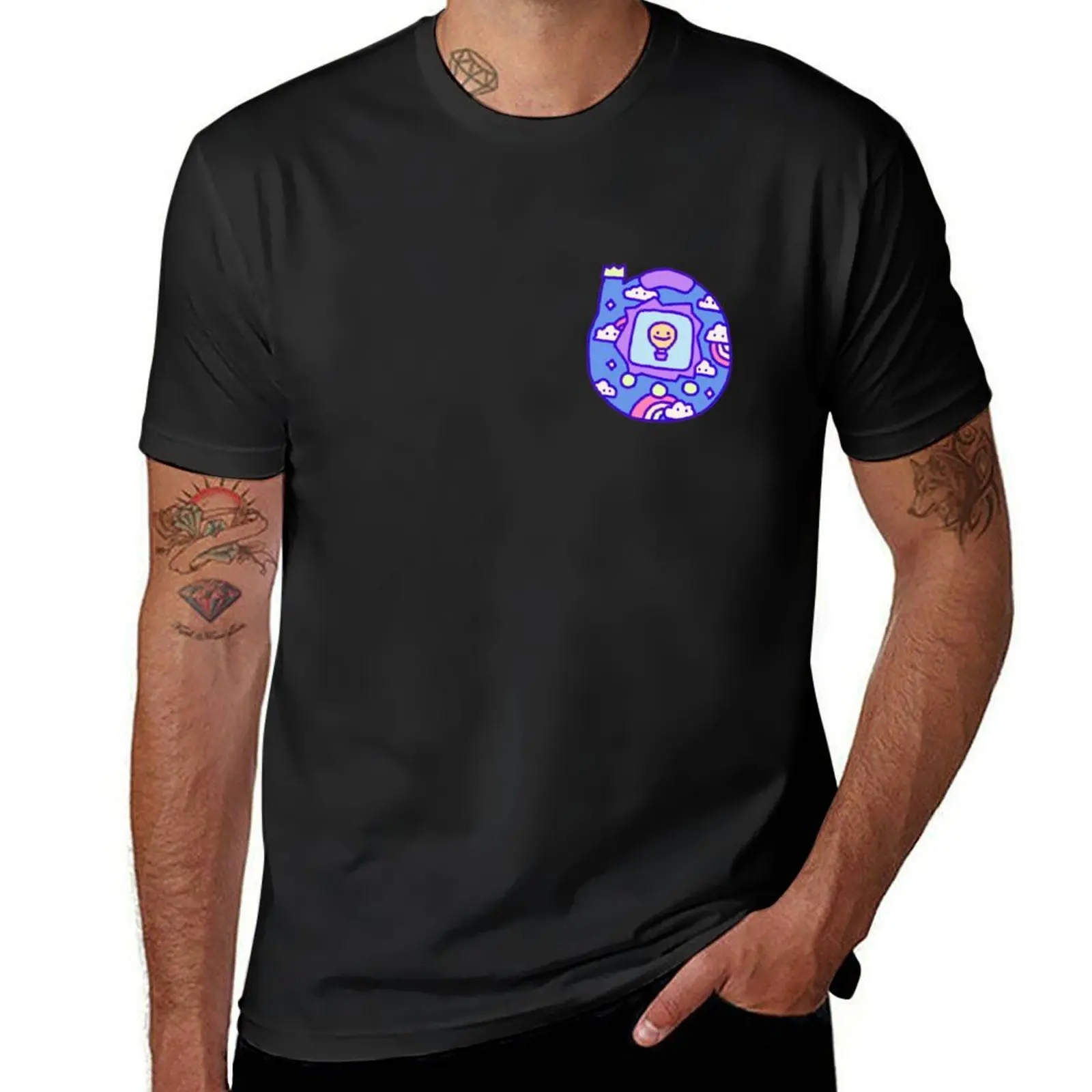 

Blue Tamagotchi T-Shirt Short sleeve tee plain mens graphic t-shirts anime