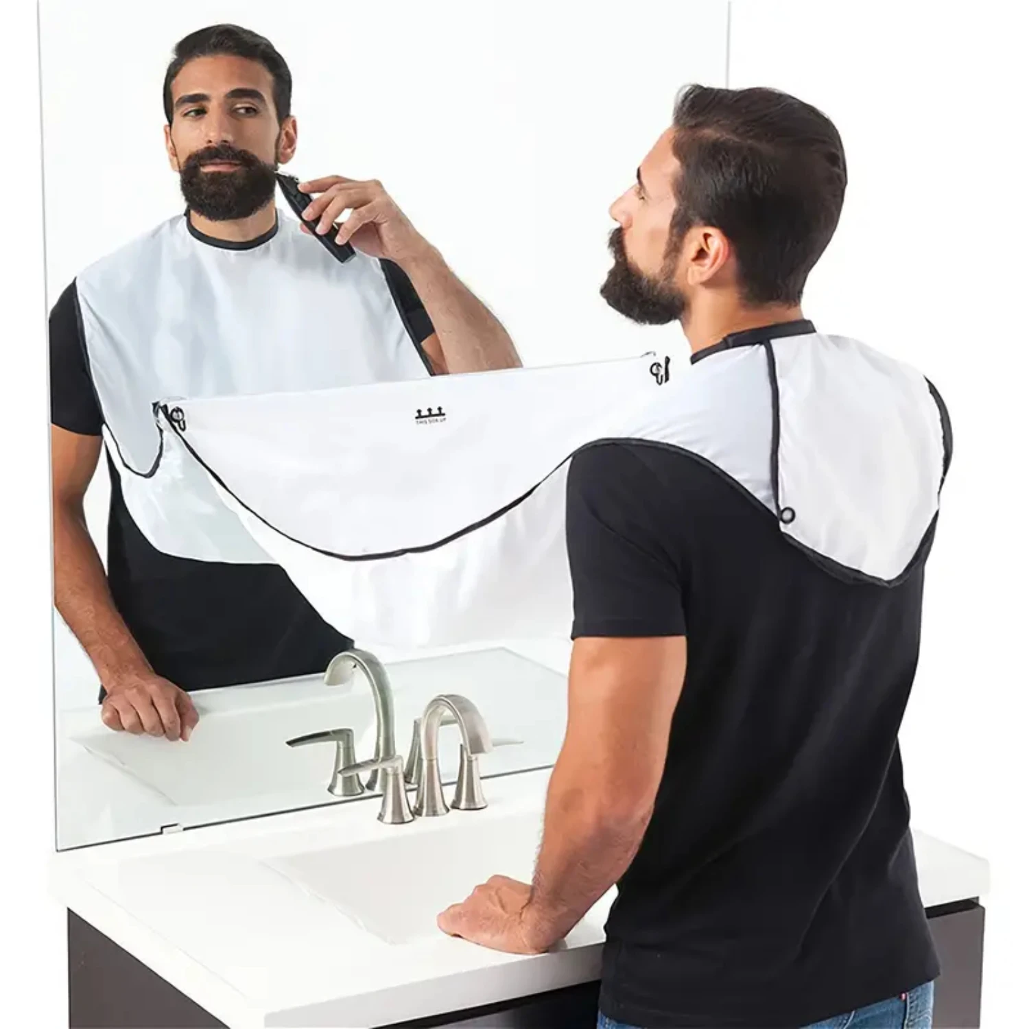 Stylish 1pc Clear Suction Cup Shaving Apron for Men, Beard Styling Apron for Men Shaving Beard, Convenient Men's Beard Shaving A