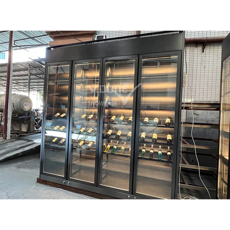 

Customize.Italian Style Wall Glass Restaurant Whiskey Counter bar Wine Cellar Cabinet Metal Display Wine Rack