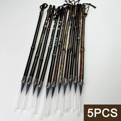 5 Pcs Cony Hair Calligraphy Brush Pen Handmade Black Bamboo Handle Chinese Painting Brush Xiaokai Regular Script Writing Brush
