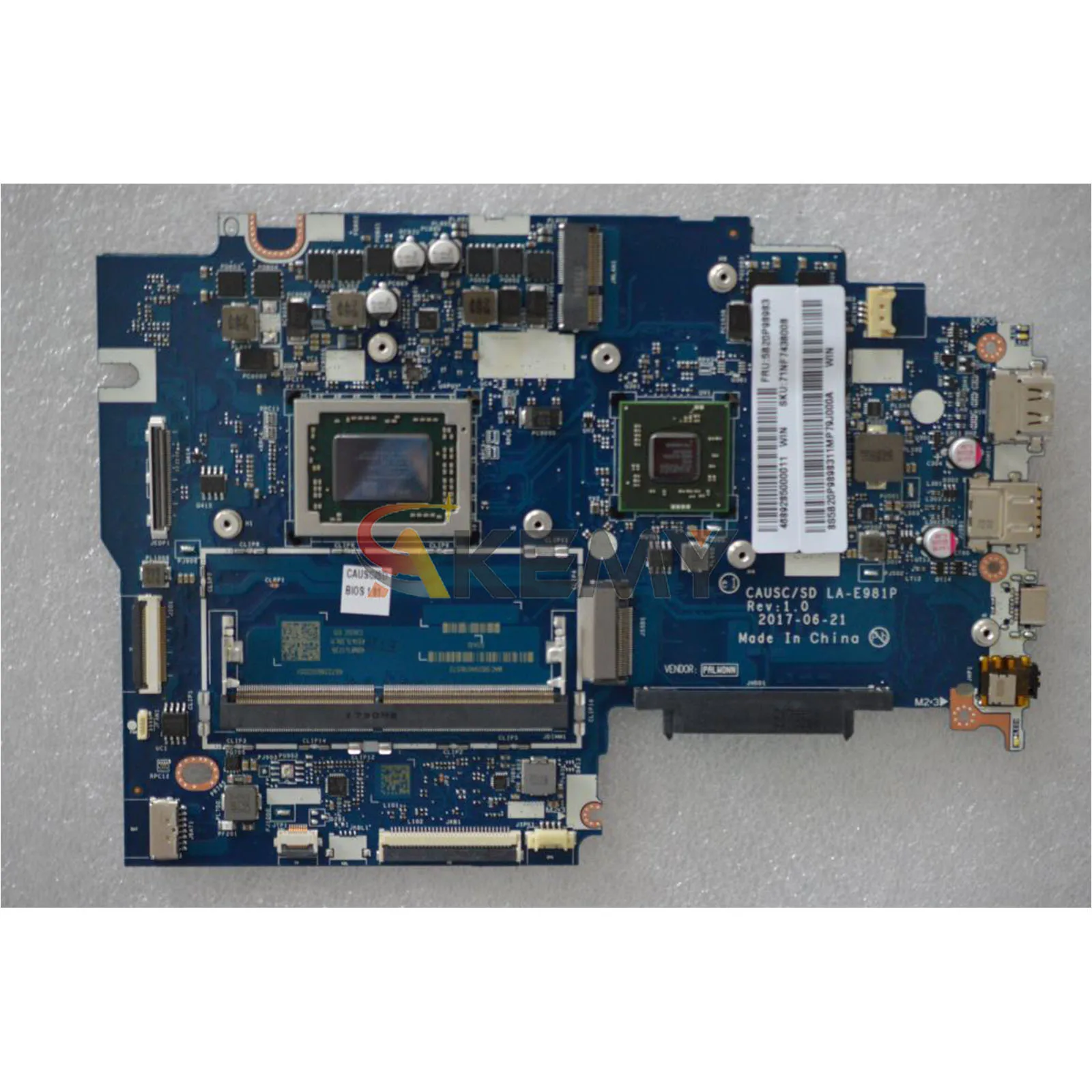 A6 A9 CPU UMA 노트북 마더보드가 장착된 Lenovo Ideapad 320S-15AST용 LA-E981P 100% 테스트 완료 OK