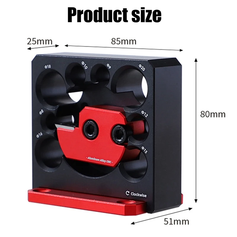1Set pembuat Dowel yang dapat disesuaikan, Jig 8 mm-20 Mm dengan pisau karbida perlengkapan pertukangan paduan hitam & merah