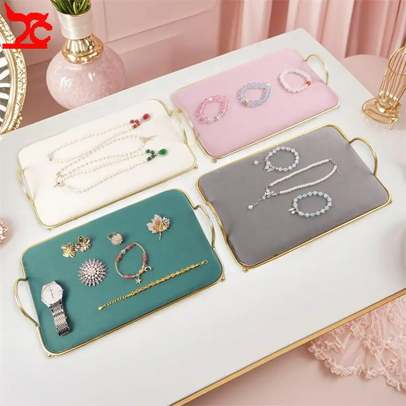 Multiple Colors Velvet Jewelry Organizer Tray Window Shop Counter Necklaces Earrings Display Stand Bracelet Rings Storage