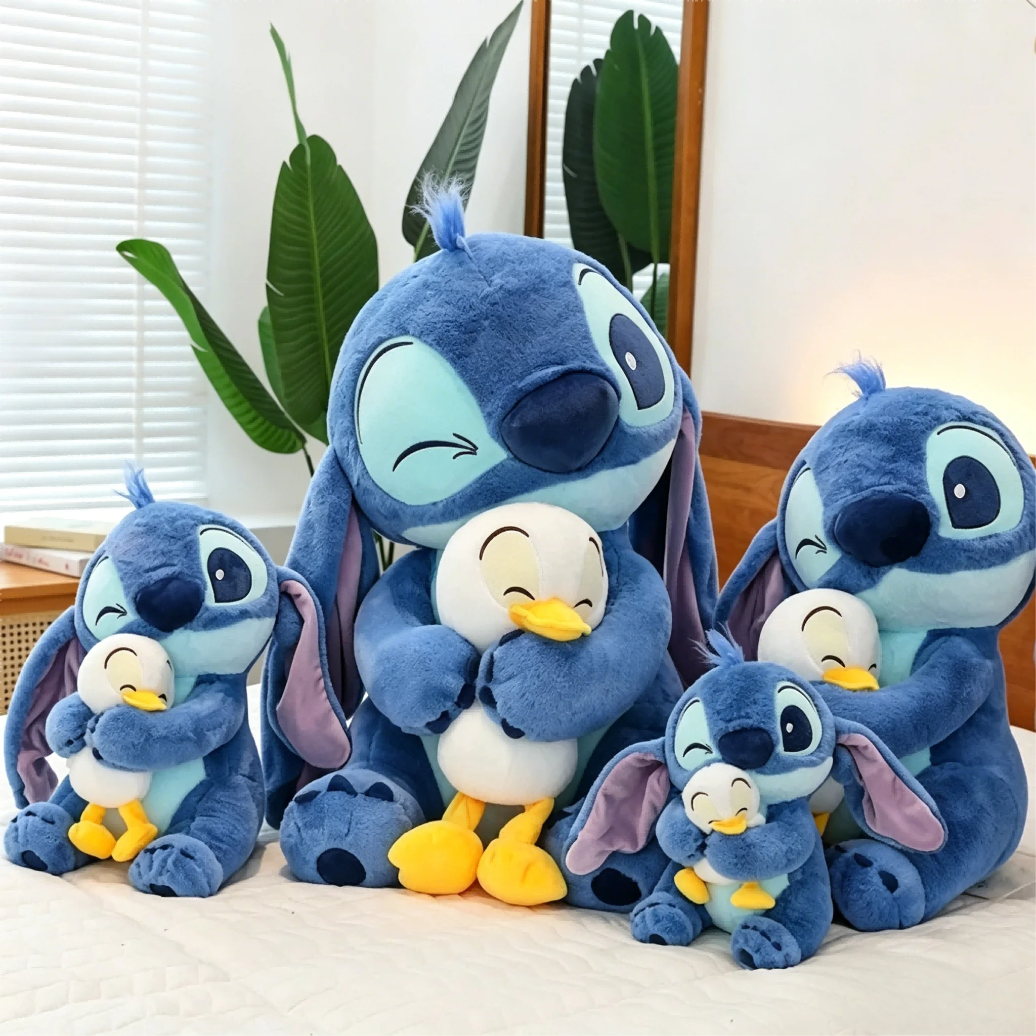 2026 New Disney Stitch Hug Duck Soft Stuffed Plush Doll Cute Cartoon Fluffy Toy Girls Kids Birthday Holiday Present