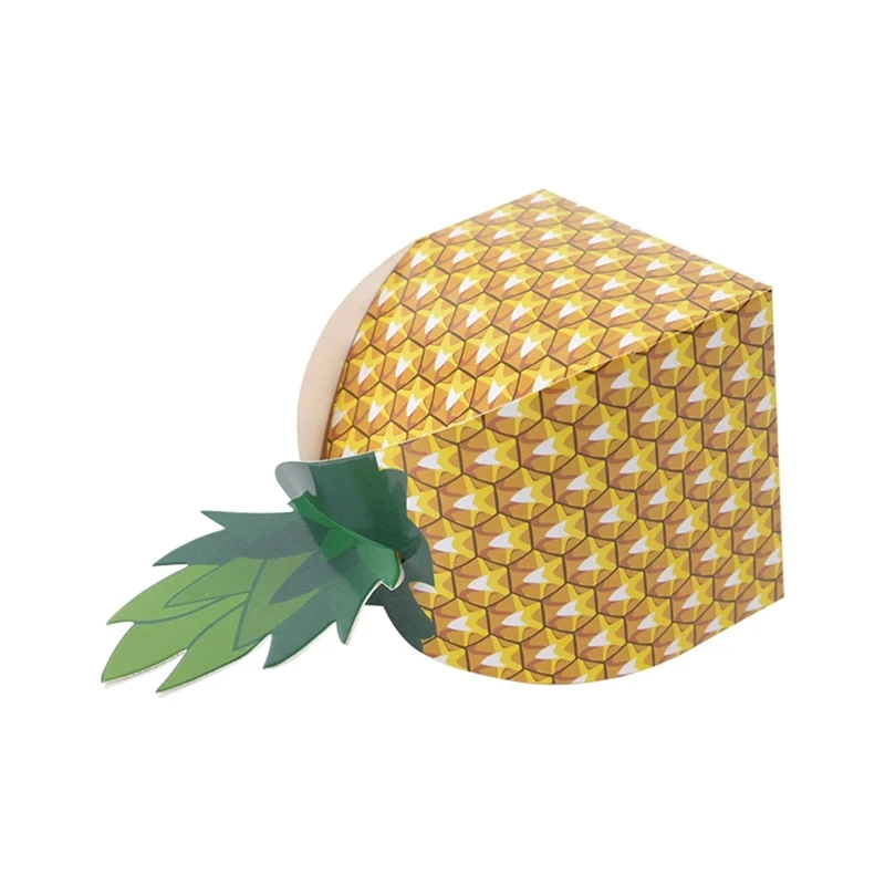 N91R-50PCS Pineapple Candy Cookie Box Hawaiian Party Gift Packing Box Bag Luau Summer Birthday Wedding Decoration