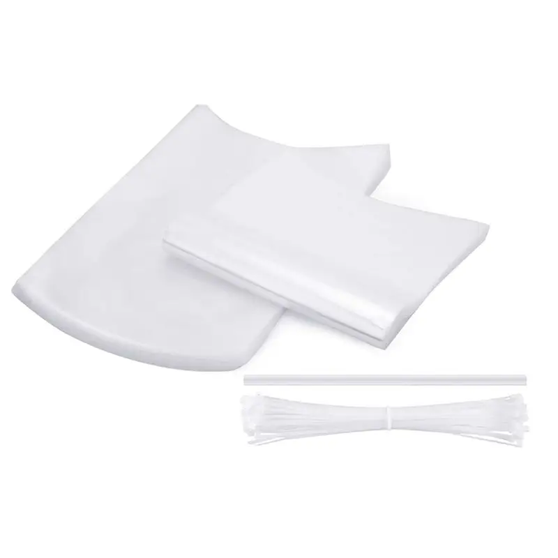 100 Pcs Poultry Shrink Wrap Bags With Zip Ties, Silicone Straw For Chickens Rabbits Food Storage For Turkey,Chickens,Rabbits