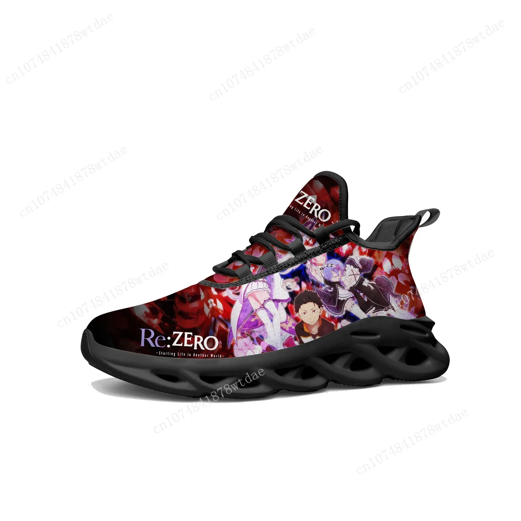 Re:Zero Flats Sneakers Mens Womens Sports Running Shoes High Quality Emilia Anime Cartoon Custom Lace Up Mesh Footwear