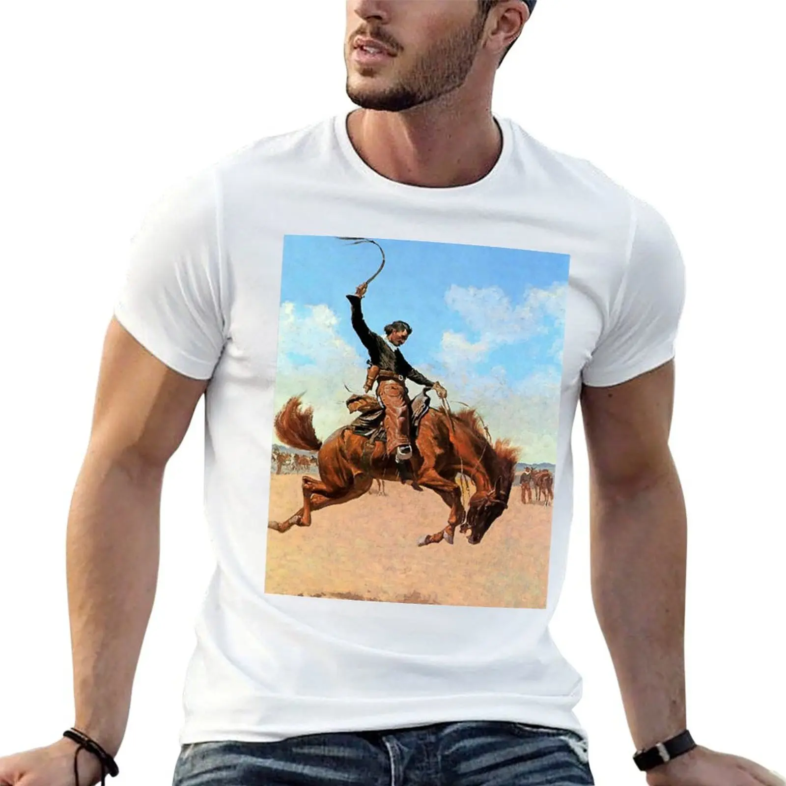 “The Buck Jumper” by Frederic Remington T-Shirt Daily Wear Print T-Shirt