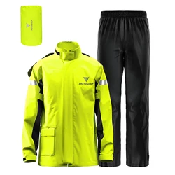 Men Motorcycle Rain Suit Outdoor Reflective Waterproof Rain Jacket and Pants Rain Gear for Bike Riding Cycling Camping Hiking