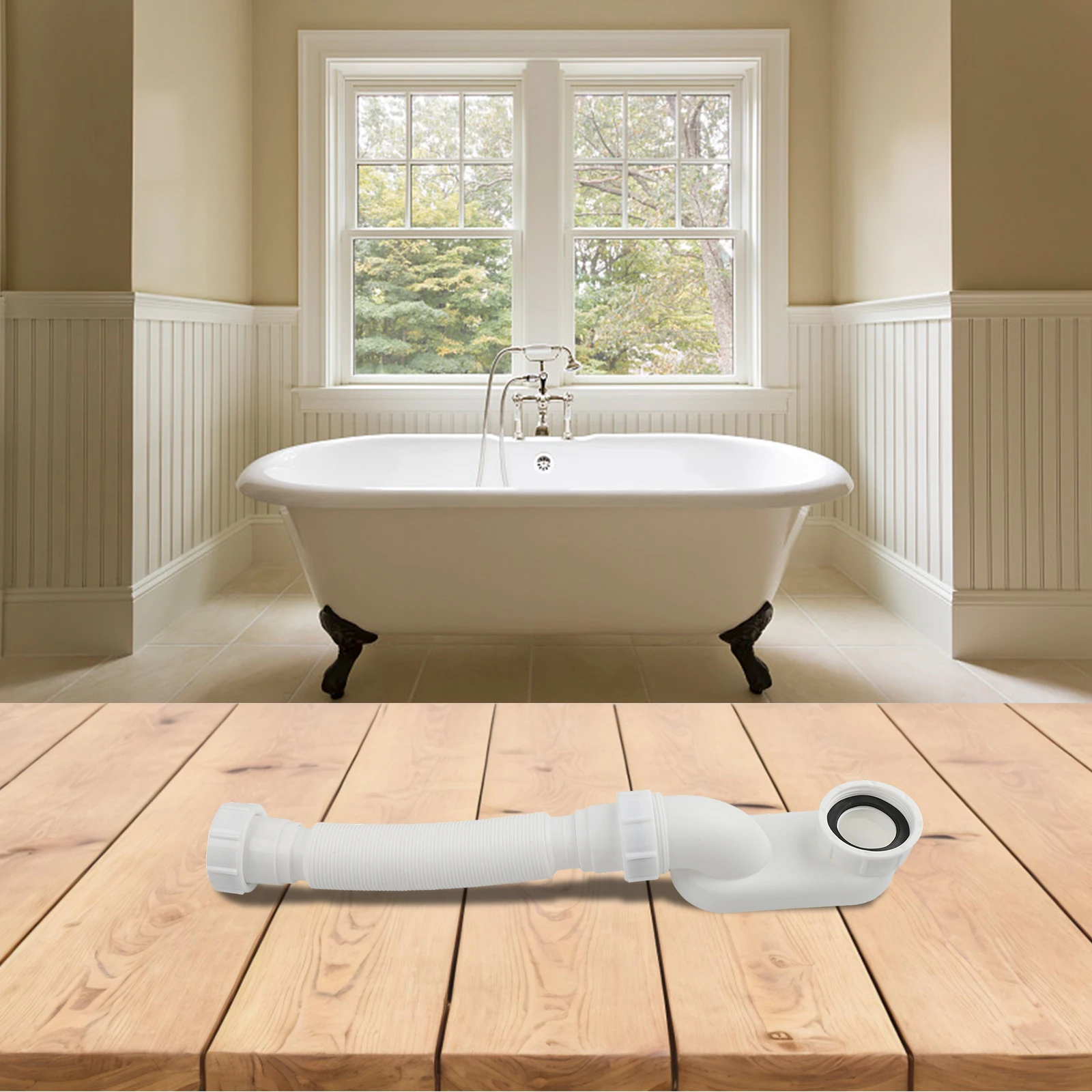 Adapts To Various Drain Alignments Effective Drainage Solution 80cm Length Bathtub Drain Compact Bathroom Use Low Profile Design