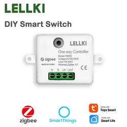 LELLKI ZigBee 3.0 Smart Light Switch Module DIY Breaker Remote Control Compatible Tuya Alexa Google Home SmartThings Zigbee2mqtt