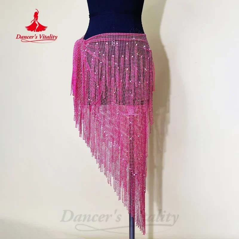 Pas wyszczuplający BellyDance Luksusowy pełny diamentowy długi trójkątny szalik z frędzlami Orientalne akcesoria do tańca brzucha