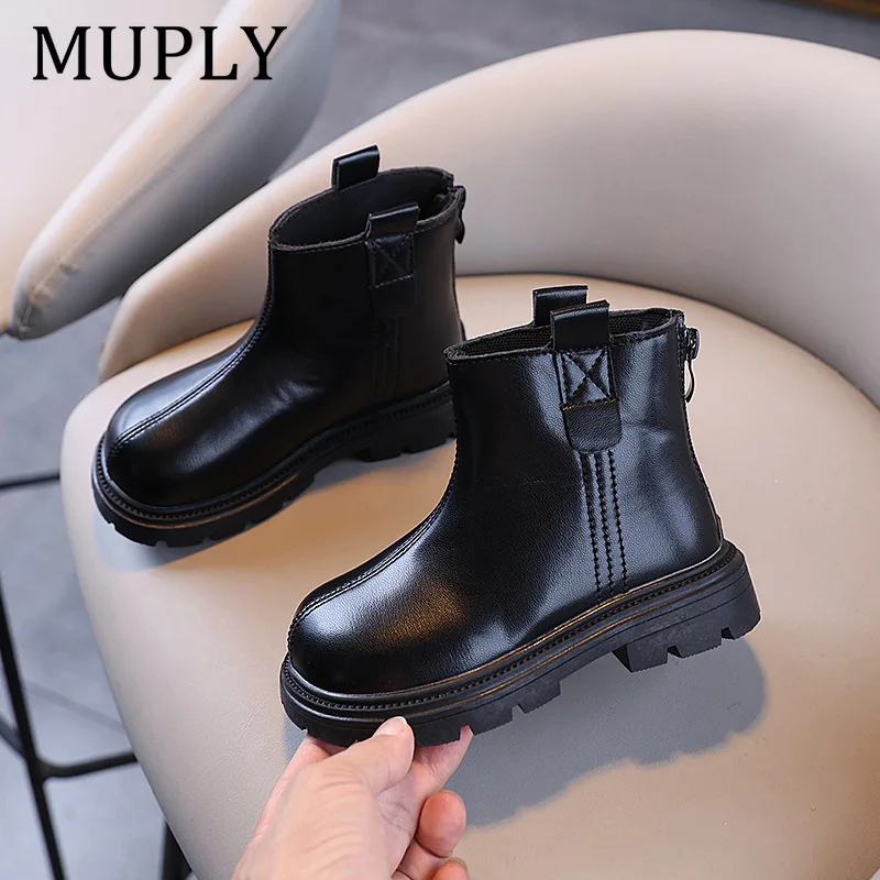 Autumn Winter Baby Boots Little Kids Warm Fur Shoes Toddler Boy Girl Soft PU Leathe Ankle Boots