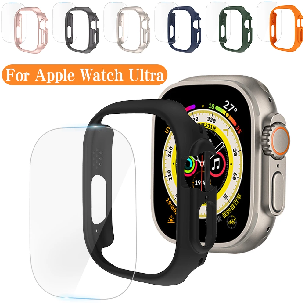 Tempered Glass+Watch Cover for Apple Watch Ultra 49mm Screen Protector Hard Frame Protective Case for iwatch Ultra 49mm Bumper