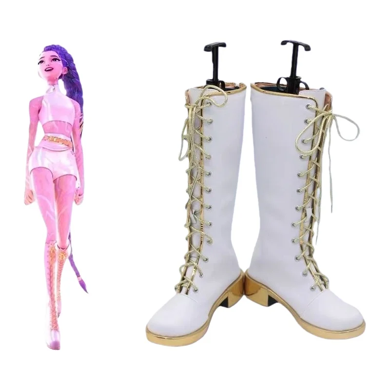 Anime Rumi White Boots Cosplay Shoes Costume Accessories Props Halloween Woman Shoe
