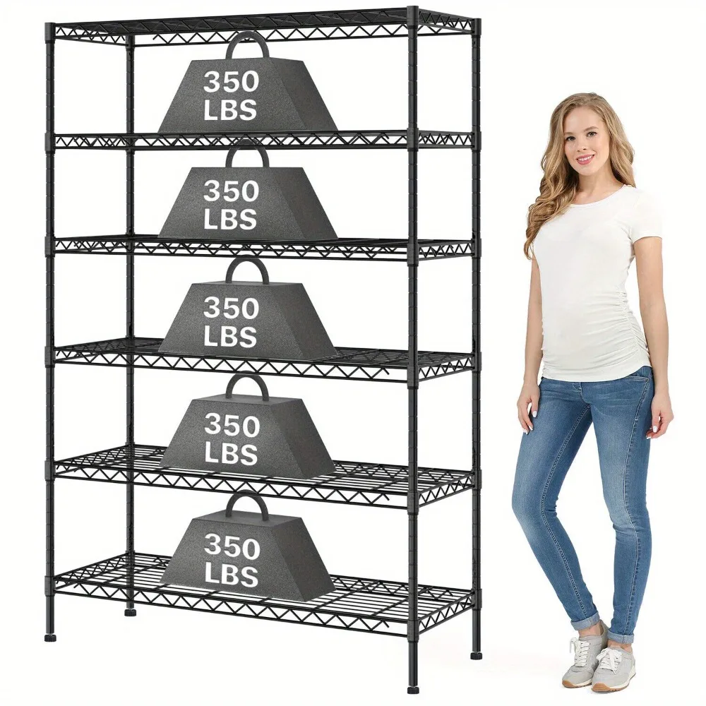 

6 Tier Commercial Wire Shelving Rack 48x18x82 Adjustable Metal Rack W/Casters