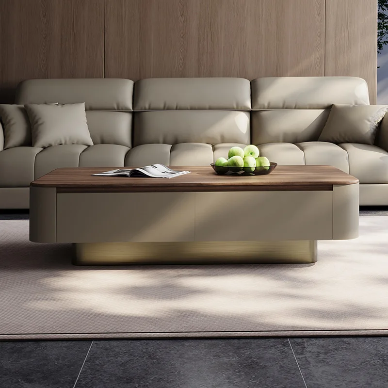 Walnut solid wood coffee table living room 2025 new light luxury high-end atmospheric TV cabinet combination