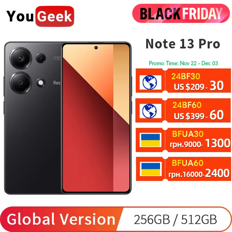 Global Version Xiaomi Redmi Note 13 Pro 4G 256GB/512GB 200MP Main Camera 120Hz AMOLED Display 67W Turbo Charging Mobile Phone 87 sold384,528.54YouGeek StoreSee previewSimilar items