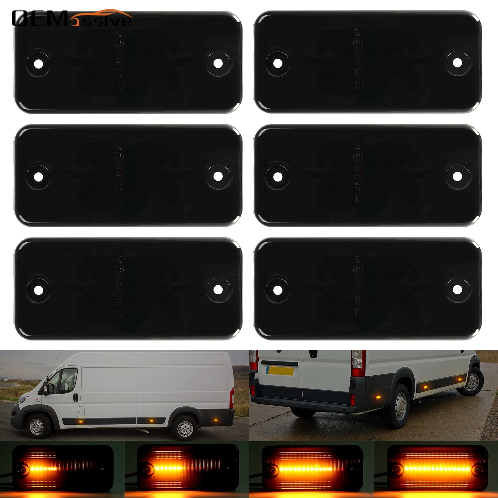 6x Dynamic Amber Smoked Lens LED Side Indicator Marker Light for Fiat Ducato Citroen Relay Peugeot Boxer Iveco Daily VOLVO FE FL